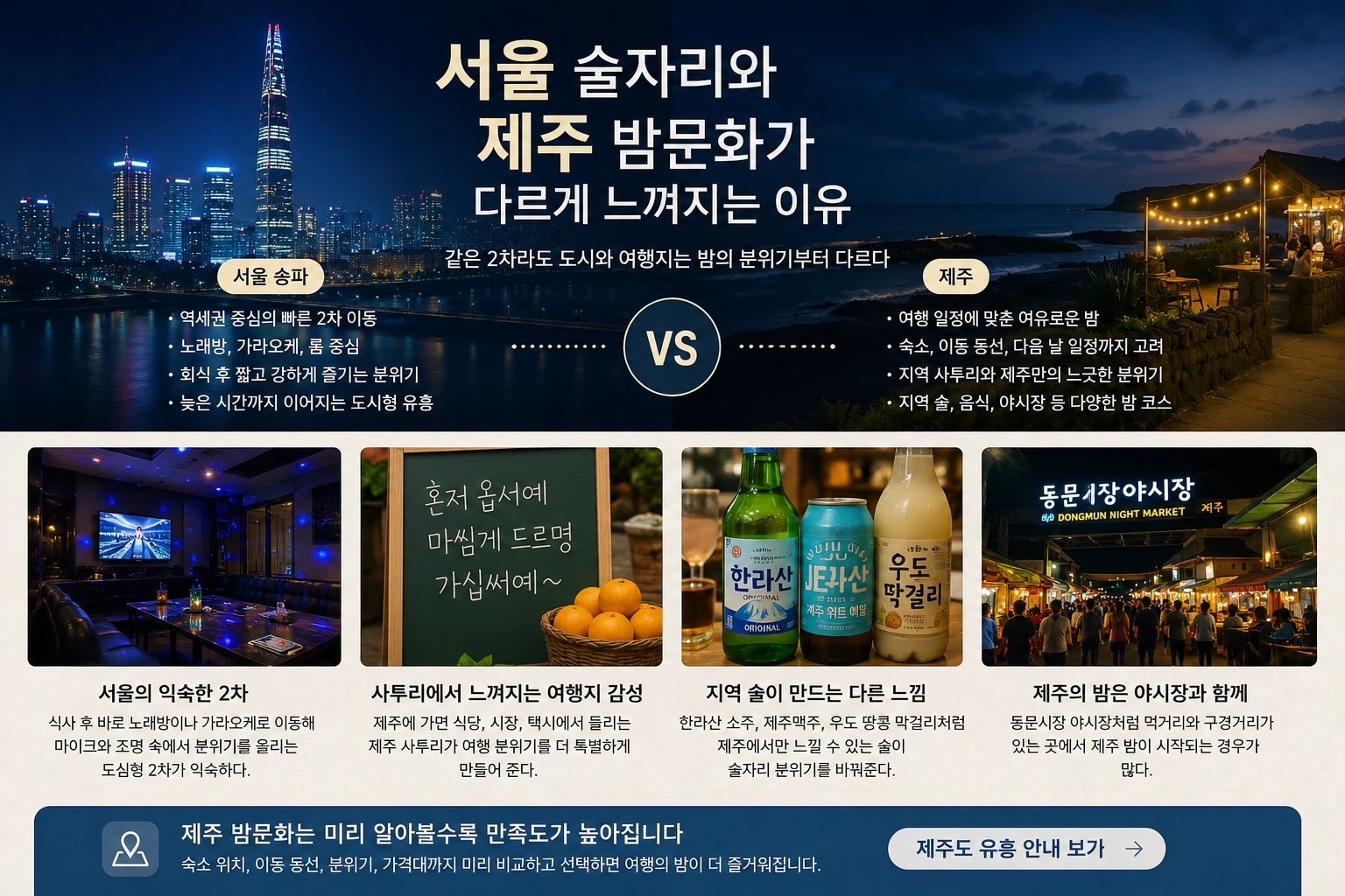 서울 술자리와 제주도 유흥 밤문화의 차이